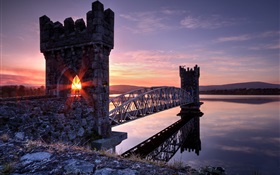 River, bridge, sunset