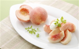 Sliced peaches HD wallpaper