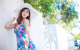 Summer blue skirt Asian girl