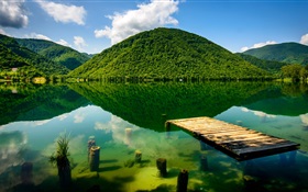 Summer, green, lake, mountains HD wallpaper
