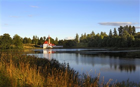 Summer, lake, house, Novgorod HD wallpaper