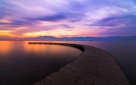 Sunset, pier, river