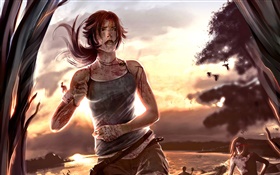 Tomb Raider, Lara Croft, sunset