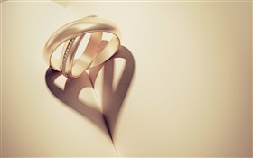 Two rings projection, love heart-shaped