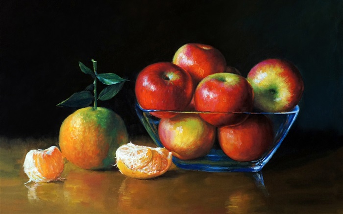 Watercolor painting, apples and oranges Wallpapers Pictures Photos Images