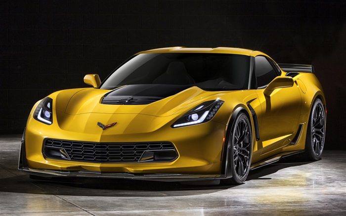 Yellow color 2015 Chevrolet Corvette Z06 supercar Wallpapers Pictures Photos Images