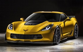 Yellow color 2015 Chevrolet Corvette Z06 supercar HD wallpaper