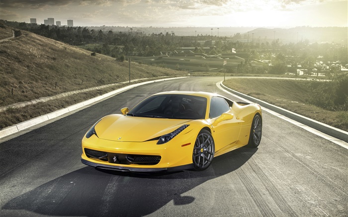 2013 Ferrari 458 Italia yellow supercar Wallpapers Pictures Photos Images