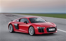 2015 Audi R8 red color supercar HD wallpaper