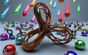 3D colorful balls, curve, rains HD wallpaper