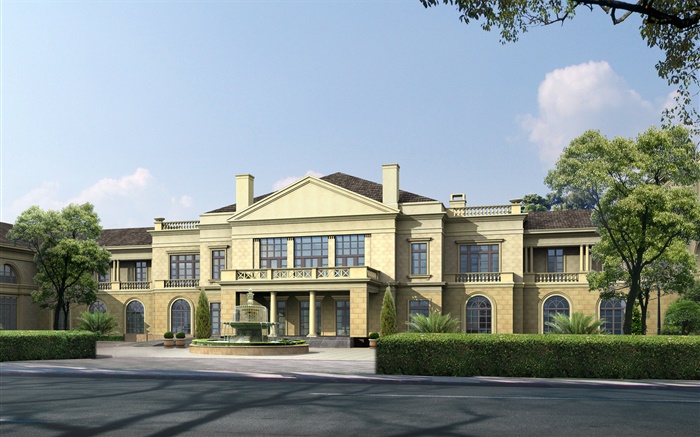 3D design, the villa features, fountains Wallpapers Pictures Photos Images