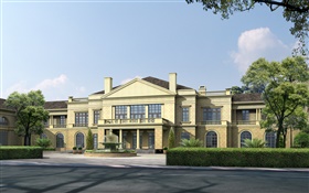 3D design, the villa features, fountains