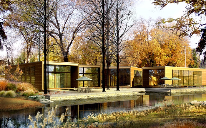 3D design, woods, fall, leisure Wallpapers Pictures Photos Images
