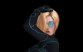 3D girl, blonde, glasses HD wallpaper