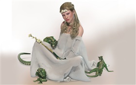 3D white dress girl