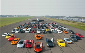 Aircraft, many supercars HD wallpaper