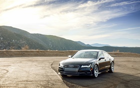 Audi S7 black car, clouds HD wallpaper