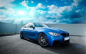 BMW F30 335i blue car front view HD wallpaper
