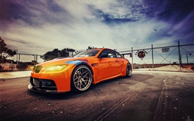 BMW GT2 E92 M3 orange supercar side view HD wallpaper