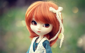 Beautiful red hair toy girl, doll HD wallpaper