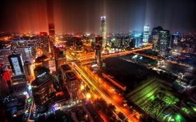 Beijing, China, city, night, lights, skyscrapers HD wallpaper