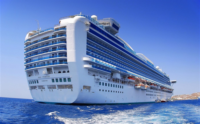 Big cruise ship, ocean, blue Wallpapers Pictures Photos Images
