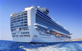 Big cruise ship, ocean, blue HD wallpaper