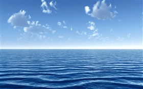 Blue sea, clouds, sky HD wallpaper