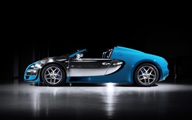 Bugatti Veyron 16.4 blue supercar side view HD wallpaper