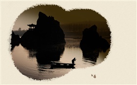 Chinese ink art, landscape painting HD wallpaper