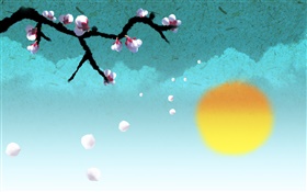 Chinese ink art, plum flowers HD wallpaper