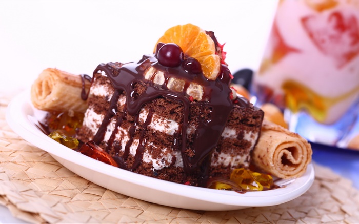 Chocolate cake, dessert Wallpapers Pictures Photos Images