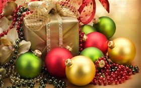 Christmas ornaments, balls and gifts HD wallpaper
