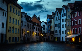 Chur, house, night, river, Graubunden, Switzerland HD wallpaper