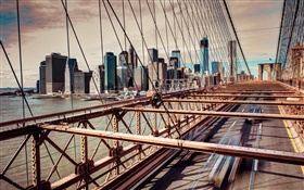 City, USA, bridge, sea HD wallpaper