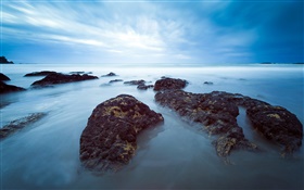 Coast, bay, blue sky, New Zealand HD wallpaper