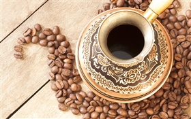 Coffee, cup, coffee beans HD wallpaper
