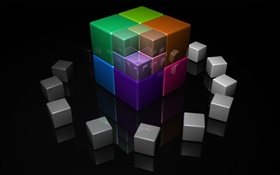 Colorful 3D cube HD wallpaper