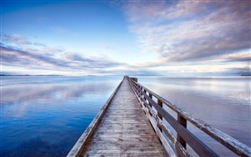 Cornwallis Wharf, Manukau Harbour, sea, New Zealand HD wallpaper
