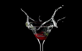 Cup, water splash, black background HD wallpaper