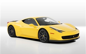 Ferrari 458 Italia yellow supercar side view HD wallpaper