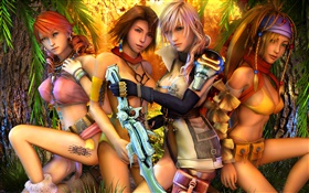 Final Fantasy XIII, four girls HD wallpaper