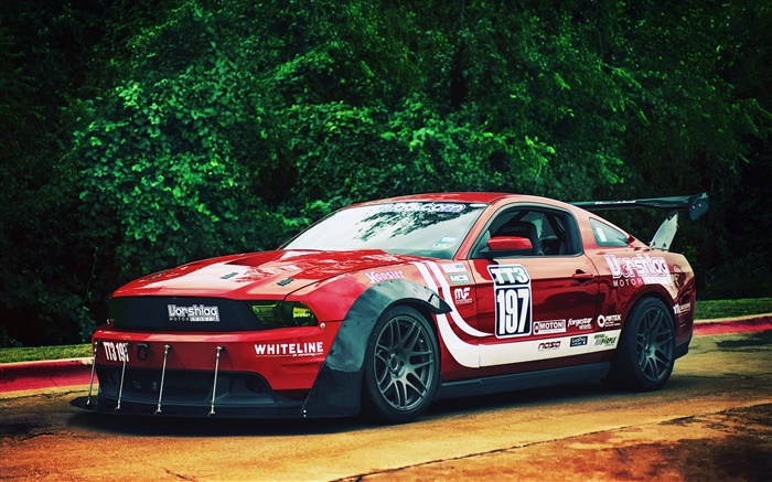 Ford Mustang red race car Wallpapers Pictures Photos Images