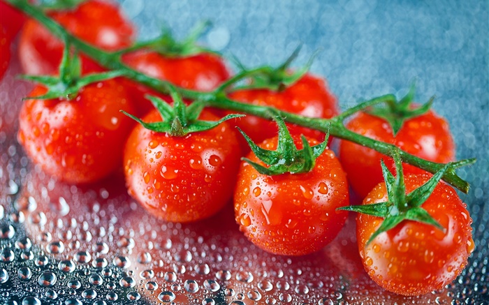 Fresh fruit, red tomatoes, water drops Wallpapers Pictures Photos Images