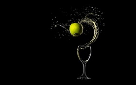 Green apple and water splash HD wallpaper