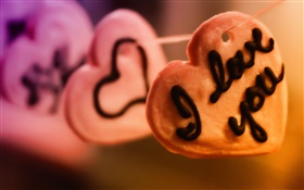 I love you, love hearts biscuits HD wallpaper