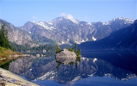 Lake, mountains, water reflection HD wallpaper