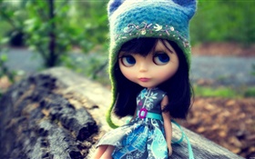 Lovely toy girl, doll, hat HD wallpaper