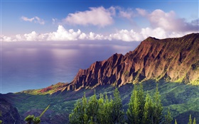 Na Pali Coast State Park sunset at Hawaii HD wallpaper