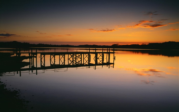 Pier, dusk, lake Wallpapers Pictures Photos Images